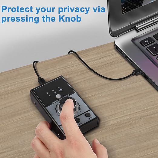 XMSJSIY USB Volume Knob Controller Multimedia Computer Sound Controller with Play/Pause/Back/Forward Function,One-Click Mute for Phone PC Speaker Audio Adjustment