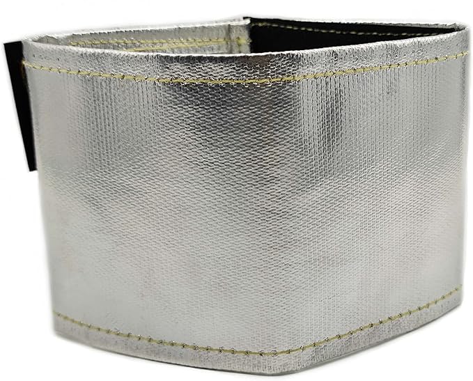 Xinhan (Silver,Black) Aluminum and Fiberglasss Heat Shielding Universal Starter Heat Shield 7 X 24in and 5.5 x 17in Wrap Self Attaching (Silver, 5.5IN x 17IN)