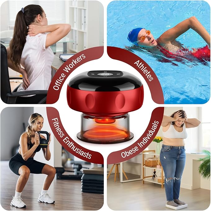 Cakoutanb 2 Pack Smart Cupping Therapy Massager, 7 in 1 Red Light Cupping Therapy Set with 2 Modes for Targeted Pain Relief, Muscle Soreness,Tighter Skin,Cupping Kit with 12 Levels Suction and Heat