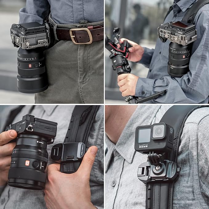 PGYTECH Beetle Camera Clip with Plate for Cameras & Action Camera Quick Release System for Sony, Nikon, Fuji, DSLR Action Camera Backpack Camera Strap Mount (for Action Camera&Cameras)