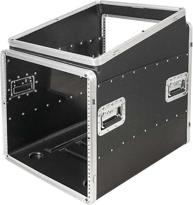 Sound Town Lightweight and Compact 10U ATA ABS Rack Case, with Slant Mixer Top, 24.5" Depth, 12U Top and 10U Side Spaces (STMR-A12X10U)
