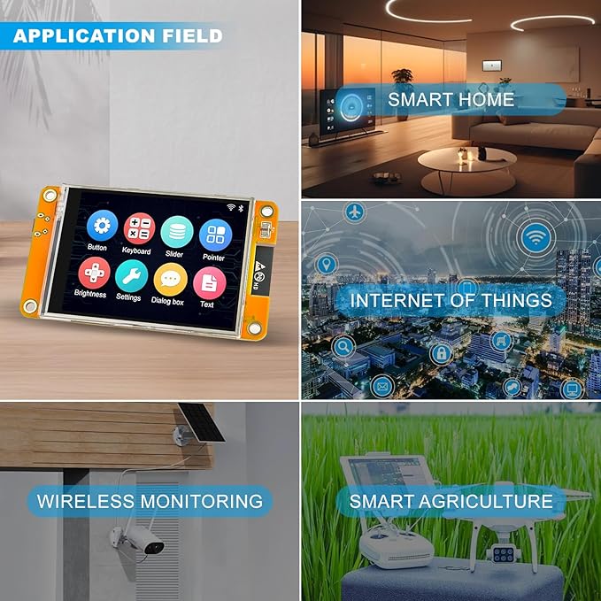 Geekstory 2.8 inch ESP32 Display Module ESP32-2432S028R ILI9341 Resistive Touch Screen WiFi+BT Dual-core Development Board 240X320 TFT LCD Module for Arduino