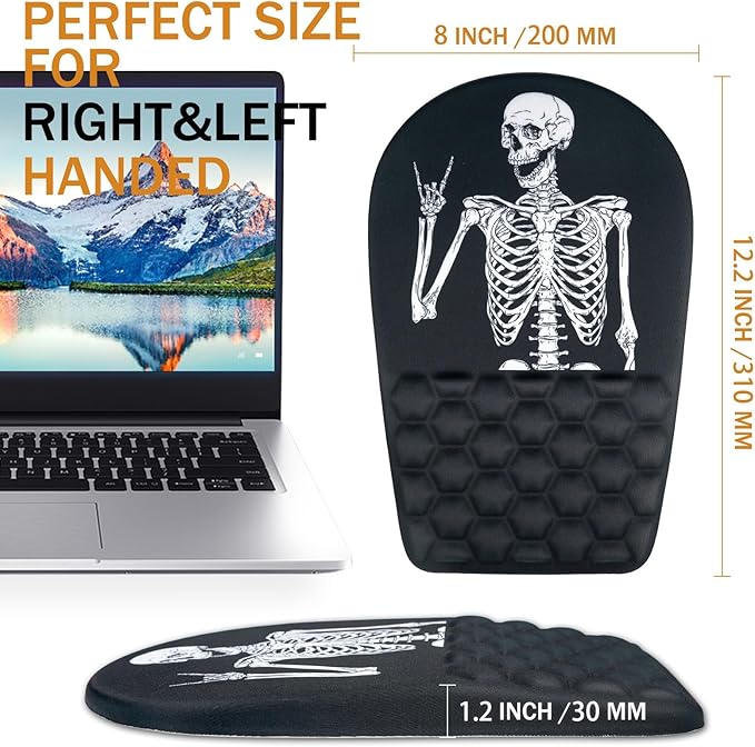 BOCHEERY Ergonomic Mouse Pad Wrist Support,Upgrade Mousepad with Massage Design,Non-Slip PU Base Desktop Mouse Pads for Pain Relief, Computer, Office & Home,12 x 8 in（F-Black Human Skeleton）