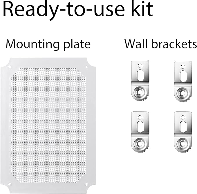 Gratury Junction Box, IP67 Waterproof Plastic Enclosure for Electrical Project, Hinged Grey Cover, Includes Mounting Plate and Wall Bracket (Grey Cover with Inner Door, 14.6"×10.6"×5.9")