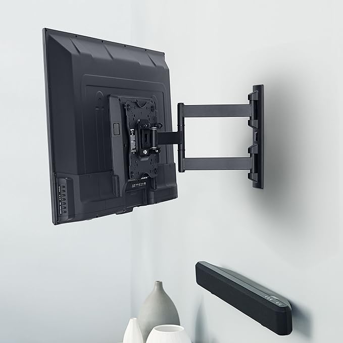 Amazon Basics Full Motion Articulating TV Wall Mount, with Swivel and Tilt, for 26" to 55" TVs and Flat Panels up to 80 Lbs, VESA Compatible, Black