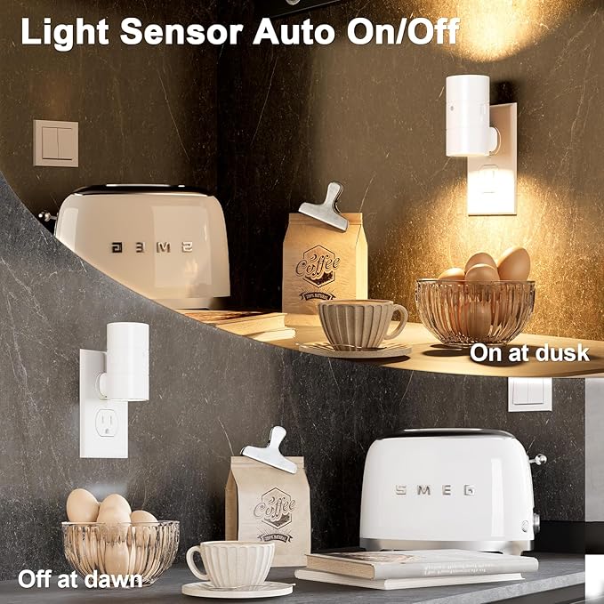 NIORSUN Night Lights Plug into Wall, Dimmable with 3 Color Modes & Auto On/Off Sensor, Ultra-Slim Nightlight for Hallway, Bathroom, Bedroom, Nursery, Kitchen (8 Pack, White)