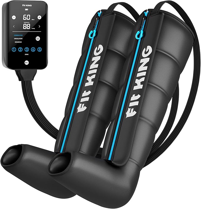 FIT KING Upgraded Cordless Recovery System, Professional Air Compression Massager, Reduces Muscle Pain and Improves Circulation, Warm-up and Fast Recovery for Athletes, Zone Massage Optional (Medium)