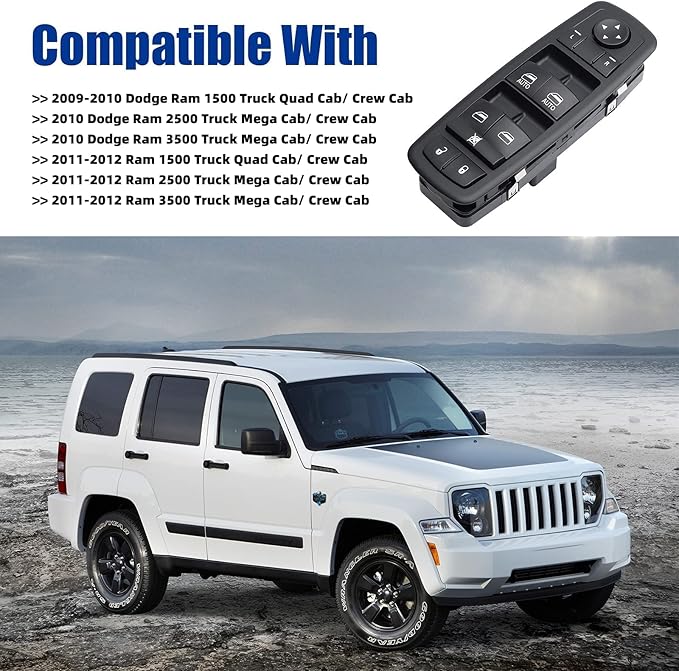 Driver Side Power Master Control Window Switch Replacement for 2009-2012 Dodge Ram 1500 2500 3500, OE Replace 4602863AD 4602863AB 4602863AC 901-473