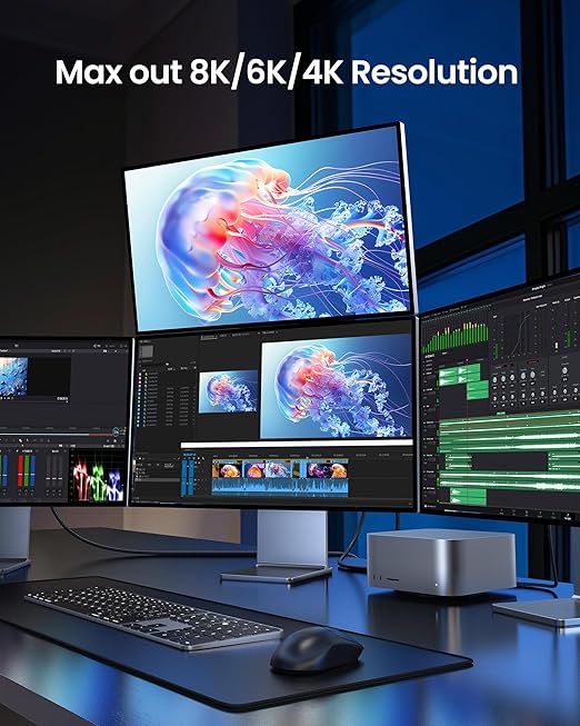 Silkland USB 4 for Thunderbolt 4 Cable 6.6FT/2M, 40Gbps Data Sync, 8K Display/4K@240Hz, 240W Charging, USB C Video Cable Compatible for Thunderbolt 3, MacBook, Monitor, Docking, iPhone 17/16,SSD