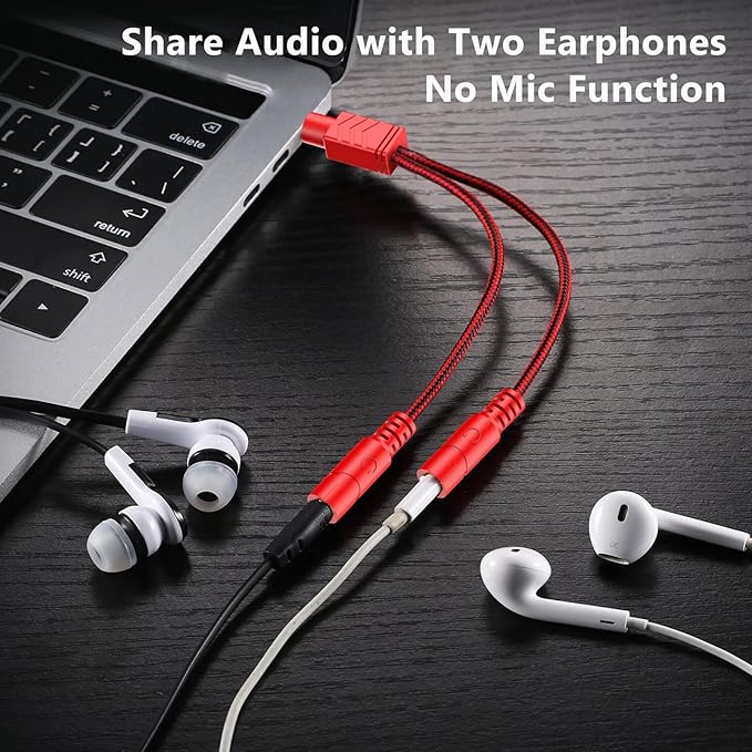 MillSO Headphone Splitter, 3.5 mm Audio Splitter TRS Male to 2 Female Stereo Y Splitter Extension Cable for Dual Headphones/Speakers to Smartphone, Mp3, Laptop, Tablet, PC - 8inch