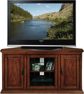 Leick Home 80385 Leaded Glass Three Door Corner TV Stand with Enclosed Storage For 50" TV's, Burnished Oak