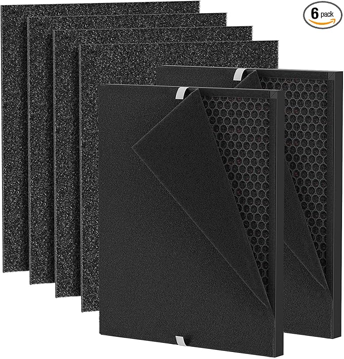 Elnuliros Premium Replacement Filter Compatible with AirDoctor AD3000 Air Cleaner Purifier, Not for AD3500 Version, Includes 2 Carbon Filters + 4 Pre-filters, Part # ADF3001, ADF3002