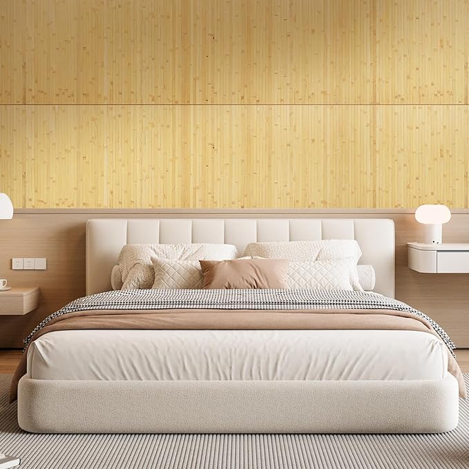 OUZUGIE 2 Pack 96x24 Inch Natural Bamboo Wall Panel – Natural Pole Wrap Paneling for Walls, Ceilings, Cabinets, Furniture – Ideal for Bedroom, Living Room & Office DIY Decor