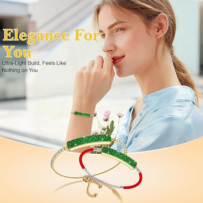 Smart Bracelet for Women, Jewelry Fitness Tracker with 2 Bands, Heart Rate & SPO₂ Monitor, Stress & Sleep Tracking, Step & Calorie Counter, 5ATM Waterproof for iOS & Android, No Subscription, Green