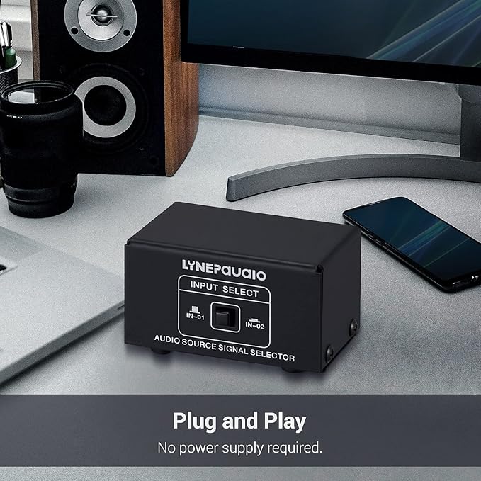 summina RCA Switch Audio Switcher RCA 2 in 1 Out / 1 in 2 Out A/B Switch Stereo Audio Splitter Box with No Distortion RCA Jack for Switching Between Computer Speakers and Headphones