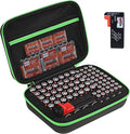 stukcaze Battery Organizer Storage Case with Tester for AA AAA Button Battery Holder Carrying 3 Batteries Variety Pack 88 Batteries Zipper Mesh Bag (Batteries Not Included) (black-green)