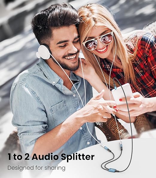 Tisino Headphone Splitter 3.5mm, Aux Splitter 2 Female to 1 Male, 3.5mm TRS Audio Adapter Cable Compatible with PS4/5, Xbox, Nintendo Switch, PC Gaming Headsets, Phone, Tablet, Laptop(0.3m/1FT)