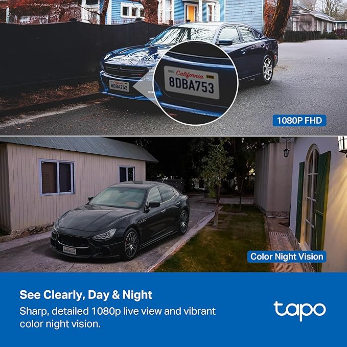 Tapo 1080p Outdoor Wireless Security Camera - Up to 180-Day Battery, Person Detection, Color Night Vision, Subscription-Free Local Storage or Optional Cloud, Works with Alexa & Google Assistant, C401