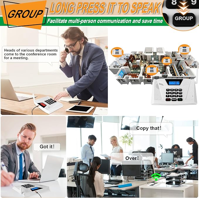 SANZUCO Intercoms Wireless for Home Upgraded, Hands Free Intercom 5300ft, Real-Time Two Way Intercoms for Home with Group Call, Full Duplex Wireless Intercom System for Business Office(4 Pack)