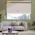 Astomi Motorized Roller Shades for Windows, Blackout Automatic Blinds with Remote, Smart Blinds, Voice Control, Compatible with Alexa, Google, Custom Size, Linen Beige