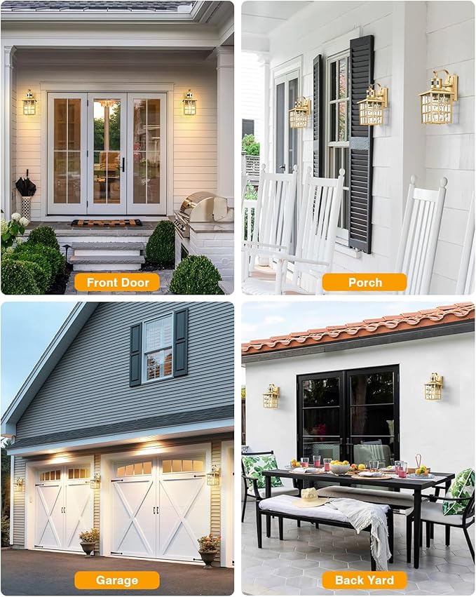 VIANIS Porch Lights Outdoor, Gold Outdoor Garage Lights Wall Mount, Modern Outside Motion Sensor Lights for House, Exterior Lantern Light Fixtures, Exterior Lamps LED Wall Sconce Lighting