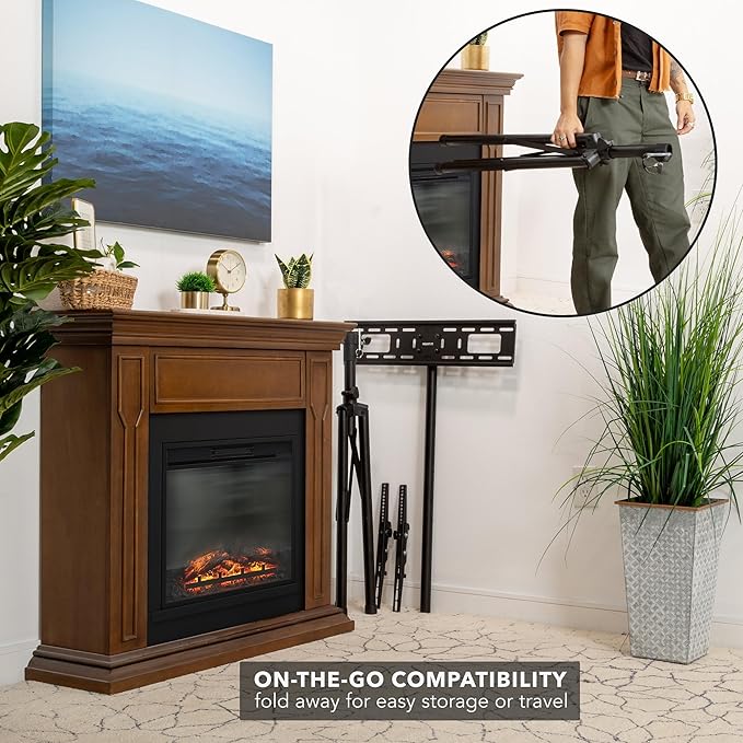 Mount-It! Tripod TV Stand – Portable TV Tripod for Flat Screens 32-70 Inch – Indoor/Outdoor Height Adjustable Stand, VESA 200x200 to 600x400, for LCD, LED, OLED, Curved TVs, Holds up to 77lbs