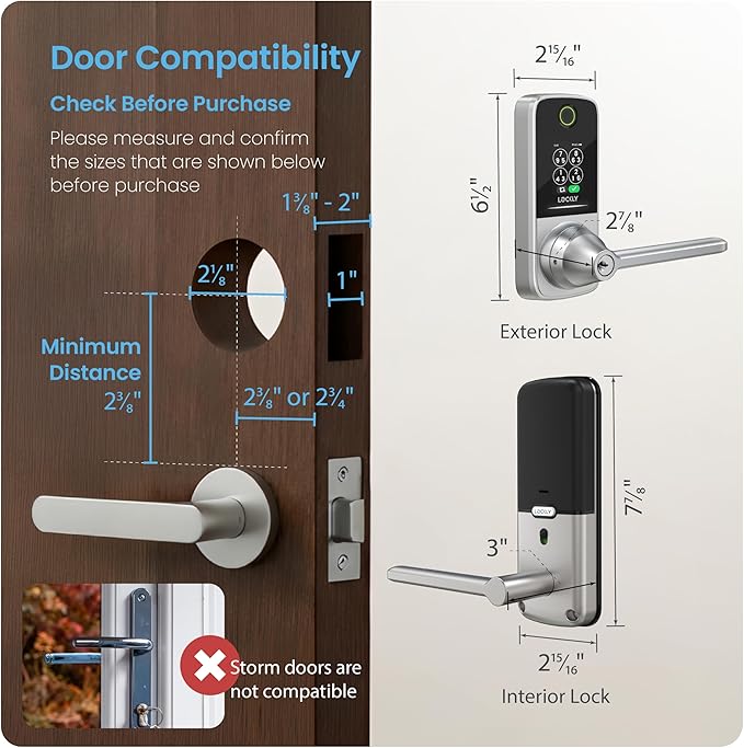 Lockly Smart Lock Secure Pro (2026 Latest Version),Fingerprint Door Lock, Keyless Entry, Built-in Wi-Fi Latch, PIN Genie Keypad (Silver)