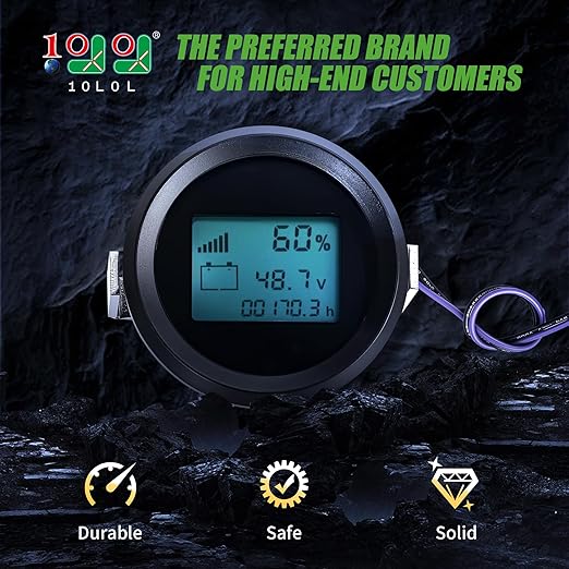 10L0L Golf Cart Battery Monitor Meter for EZGO RXV 2008-up Electric, LED Battery Capacity and Voltage Indicator Meter Only Fit Lead-Acid Batterys Level Indicator Monitor Gauge, OEM# 612314