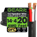 GEARit Outdoor Speaker Wire CL3 Rated, 14 Gauge Speaker Wire, Speaker Cable 20 ft for Outdoor Speakers, Patio, Garden, Backyard Audio, Direct Burial in Ground/in Wall, OFC (Black, 4-Conductors)