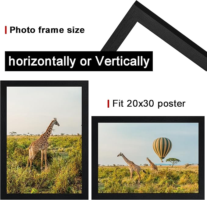 TKYGU 20x30 Poster Frame Black Set of 5, Woodgrain Frame for 20x30In Studio Gallery with Durable Shatter Resistant Plexiglass,Wall Gallery Photos frame 30 by 20 Posters & Art Prints for best gift