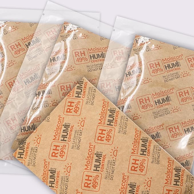 Wisesorb 49% Two-Way Humidity Control Packs for Guitars & Wooden Instruments - 70g Moisture Absorbers Acoustic Guitar Humidifier for Case Maintenance - Individually Wrapped Hydration Packets[5 PACK]