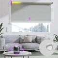 Astomi Motorized Roller Shades for Windows, Blackout Smart Blinds for Indoor, Effortless Remote & Voice Control, Compatible with Alexa, Google Home, Custom Size，Vinyl-Ash Gray
