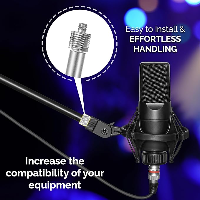 IXTECH Mic Stand Adapter Set 8 pieces Metal Microphone Stand Screw Thread Adapter 5/8 Female to 3/8 Male 3/8 Female to 5/8 Male 5/8 Female to 1/4 Male 1/4 Female to 5/8 Male Tripod Adapter ADP01A Slvr