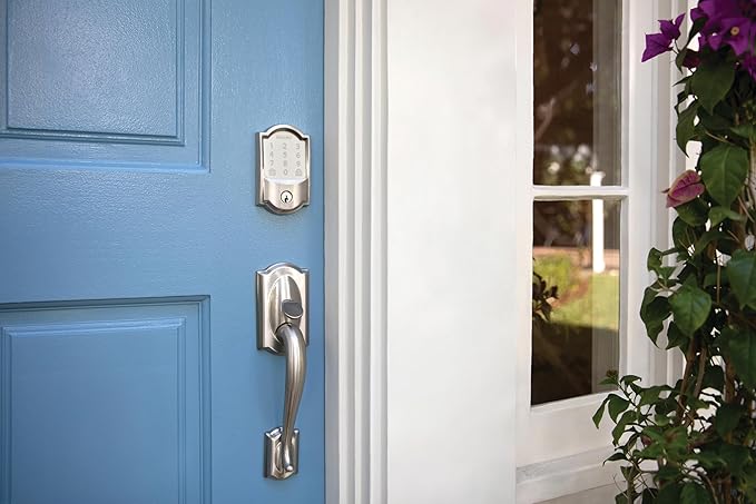 Schlage Encode Smart WiFi Deadbolt Lock for Front Door - Keyless Entry with App or Touchscreen - Works with Alexa, Hey Google, & Airbnb - Create Codes for Guests - Satin Nickel Silver