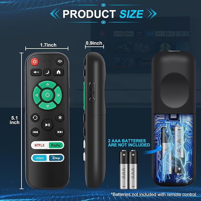 2 Pack Replacement Remote Control Only for Roku TV, Fit for TCL/Onn/Hisense/Element/Sharp/Philips/Westinghouse/Insignia/JVC/RCA/Hitachi/Sanyo Roku TV (Not for Roku Stick and Box)