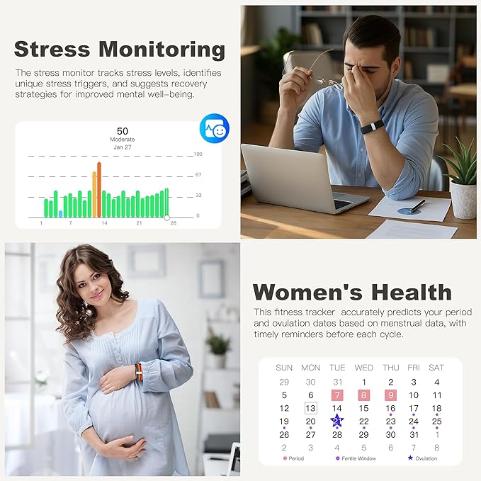 SEEKZERO Sleep Tracker, Activity & Fitness Trackers | Health Smart Bracelet 24/7 Heart Rate | Step & Calorie Counter | IP68 Waterproof Activity Tracker, Valentine’s Day Gifts for Family & Friends