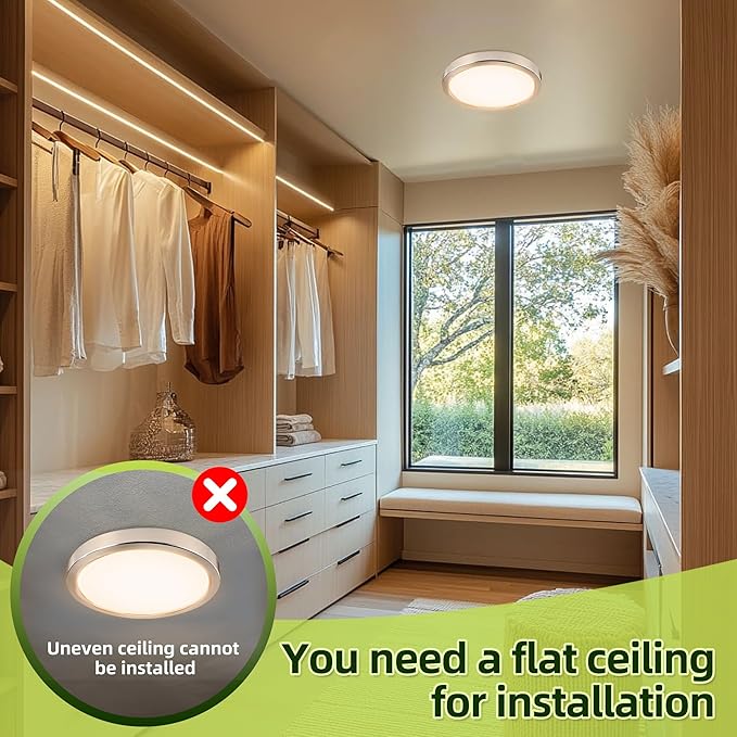 hykolity 9 Inch Selectable CCT LED Round Flat Panel Light, 18W 1800LM 3000K/4000K/5000K, Edge-Lit Flush Mount Ceiling Light Fixture for Kitchen, Bedroom, Laundry and Closet Room, Brush Nickel