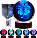 Conalisk 3D Four-Leaf Clover Crystal Ball Lamp,Lifelike 3D LED Clover Night Light,16 Colors Changing Light,Dimmable Remote Control,Clover Lamp Gift (Four-Leaf Clover)