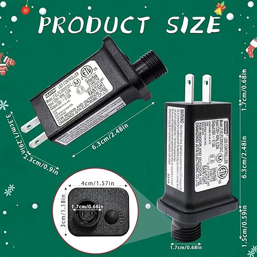 2PCS Replacement 30V 0.12A LED Transformer Class 2 Power Supply Adapter Ip44 LED Light Controller Low Voltage Transformer for Christmas String Light Inflatable Decorations (30V3.6W 2PCS)
