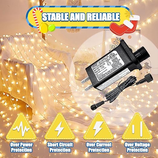 30V 0.12A Class 2 Power Supply Replacement LED Transformer IP44 LED Light Controller Low Voltage Transformer for Christmas String Light Inflatable Device (30V3.6W 8Modes 1PC)