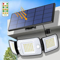 intelamp Solar Flood Lights Outdoor Waterproof, 6000mAh 1200LM Solar Powered Dual Motion Sensor LED Lighting Dusk to Dawn Security Floodlight Exterior with Remote 9.8ft Cable for Outside Garden House