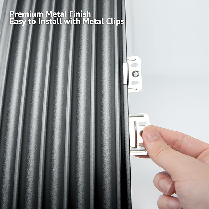 Art3dwallpanels Slat Wall Paneling, 104'' x 6.3'' Glossy Metal Finish WPC Soundproof 3D Wall Panels for Interior Wall Decor, 8 Pack Wavy Grain Panel Wall Slats, Metallic Silver Dark Gray