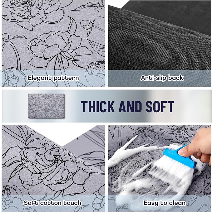 Teenyyou 1 Pcs 26" x 18" Dryer Top Protector Mat, Washer and Dryer Topper, Non Slip Waterproof Machine Cover Dust Proof Quick Drying Topper Pad for Laundry and Kitchen (Peony)
