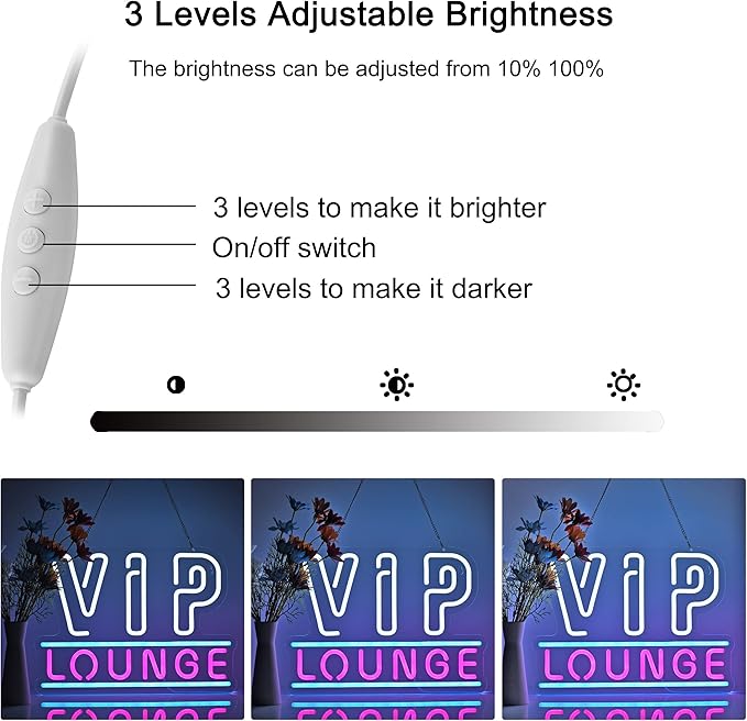 ZODZ VIP Lounge Neon Sign LED Light up Sign with USB Powered for Office, Modern White+Pink, 17x12 Inches