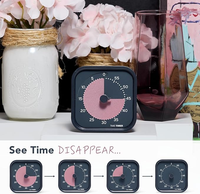 Time Timer MOD Home - Metallic Series - Individual Sized 60 Minute Visual Countdown Timer for ADHD, Adults, Students, and Pomodoro with Silent Operation (Metallic Storm)