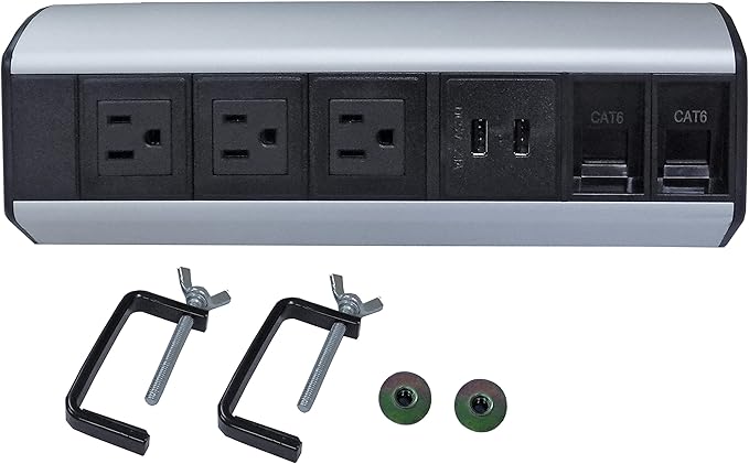 Power and Data Center with 2.1 Amp Dual USB Charger - Edge Mount Tabletop Center