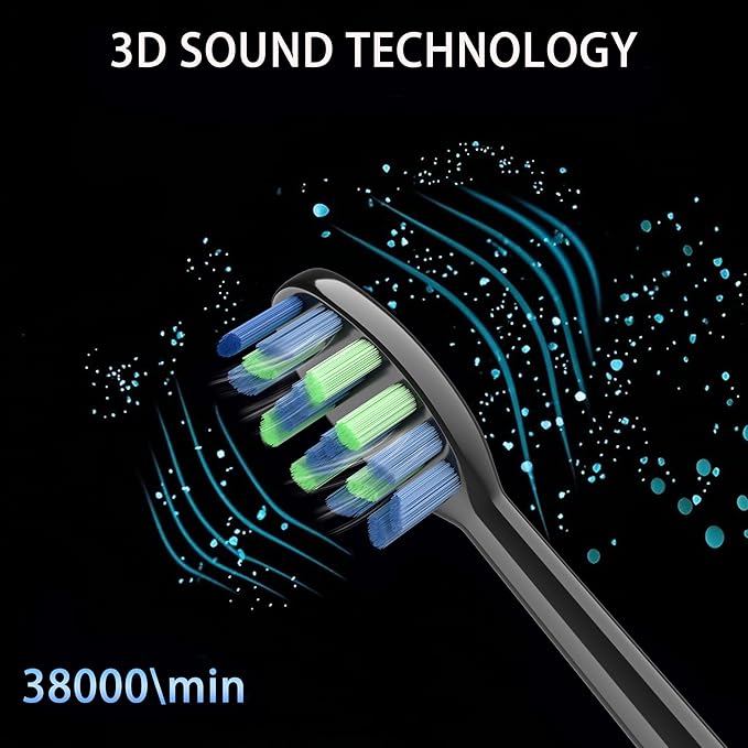 ZUAMEGU Sonic Electric Toothbrush for Adults - Deep Cleaning Teeth Whitening6 Replacement Brush Heads100-Day Battery5 Modes w/SensitiveIPX7 Waterproof (Color Options)