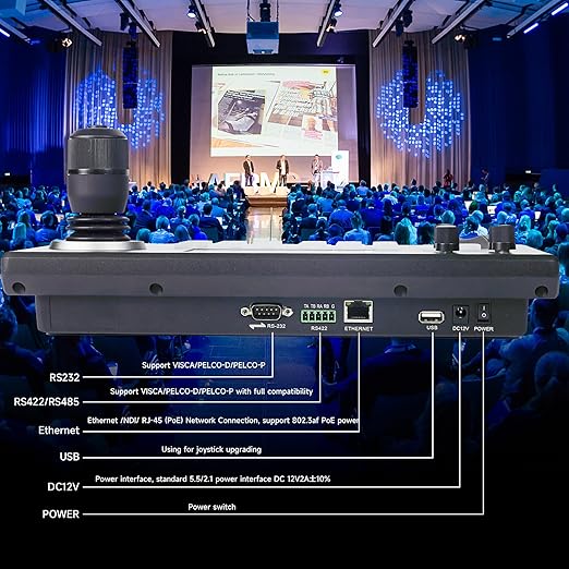 iuZee PTZ Camera Controller 4D Joystick PoE IP PTZ Keyboard with Controller 5" LCD Screen Preview, Support VISCA PELCO-P PELCO-D RS422 RS485 RS232 RJ45, for Live Streaming Meeting/Church Service/Education