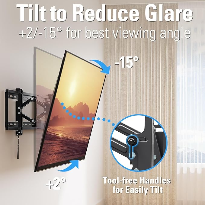 Mounting Dream Advanced Tilt TV Wall Mount for Most 42-90 Inch Flat and Curved Television, Universal Mount Bracket with Extension up to 7 inch, Fits 16", 24", 32" Studs, Max VESA 800x400mm and 120LBS