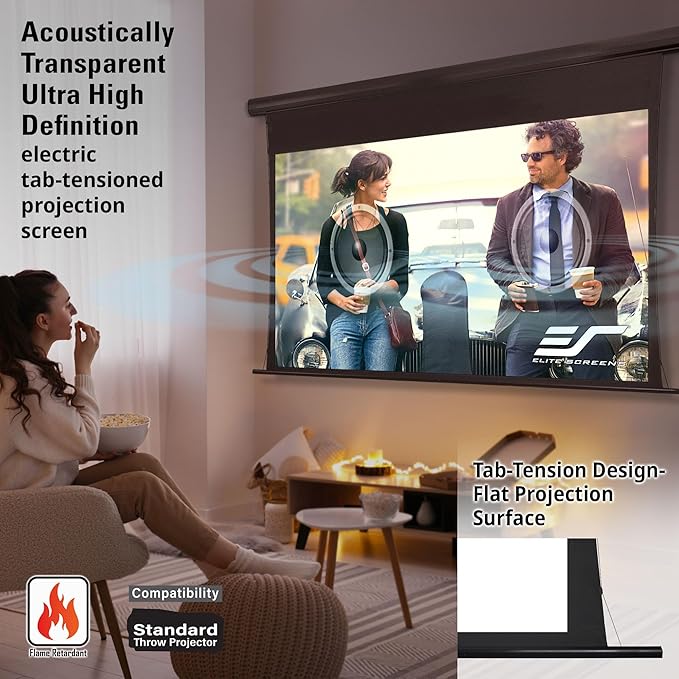Elite Screens Saker Tab-Tension AcousticProUHD RC1 Kit, Acoustically Sound Transparent Projector Screen, SKT110UH2-E24-AUHD